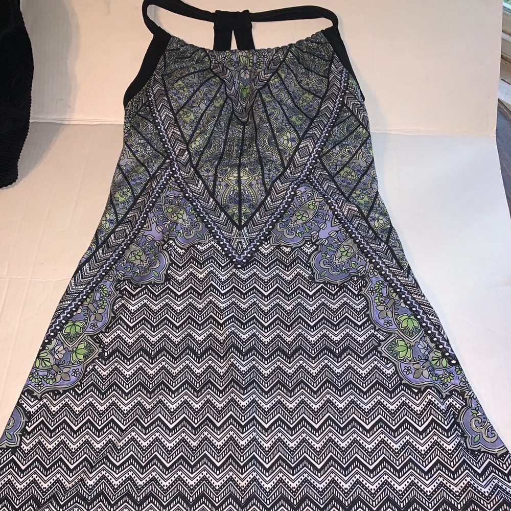 Prana Women's Breathe Amaya Floral Tank Dress S Sm Purple Green Blue Shelf Bra